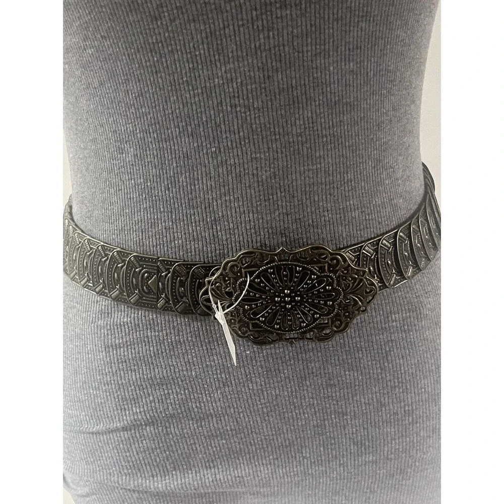 Vintage Filigree Bronze Tone Flower Belt Hippie 36” 80’s Mod Retro Festival New